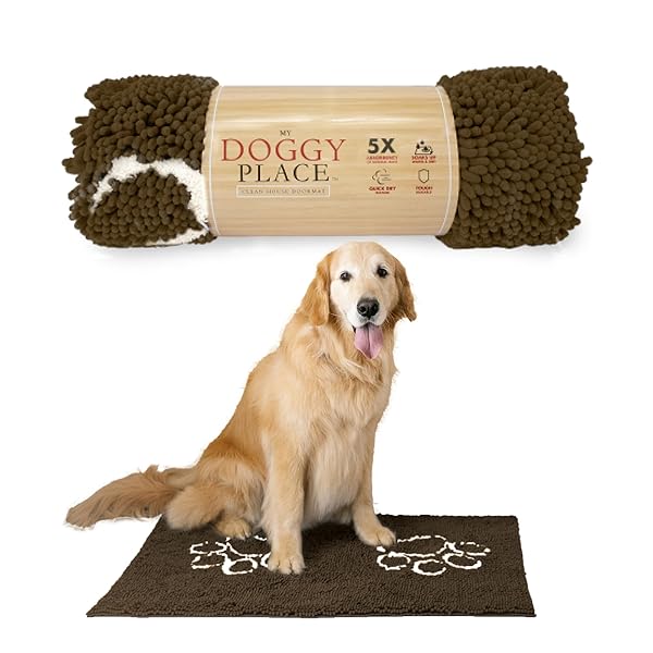 My Doggy Place My Doggy Place Microfiber Dog Mat 36x26 Brown Absorbent Quick-Drying Non-Slip Rubber Backed Pet Mat for Muddy Paws