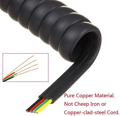 ohCome 5Pack 7.5Feet Pure Copper Coiled Telephone Handset Cord Cable Black Uncoiled Length 1.6Ft to 7.5Ft - View 2 of 5