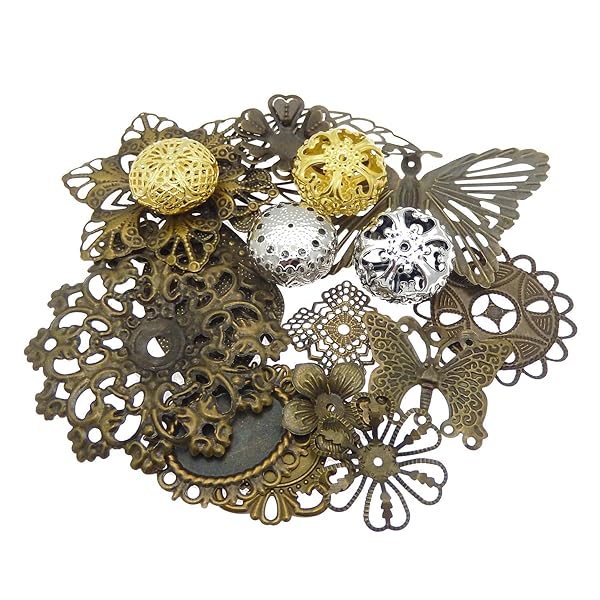 Julie Wang 100 Piece Anchor Charm Mixed Metal Rudder Necklace Bracelet Pendants for Jewelry Making Crafts 4-70 mm