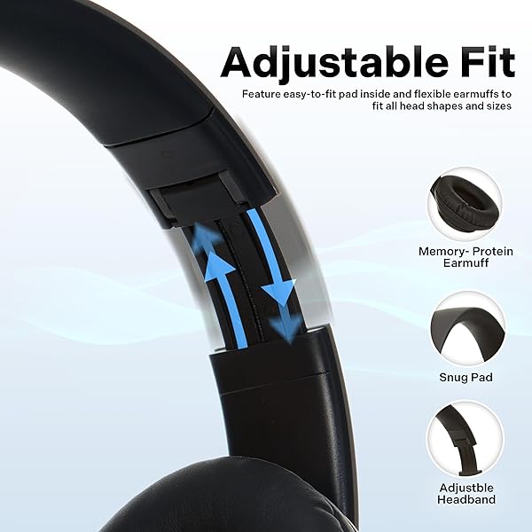 iJoy iJoy Bluetooth Headphones Over Ear Wireless Wired Foldable Headset with Microphone for Adults Kids Men Women Stealth Model - View 5 of 11
