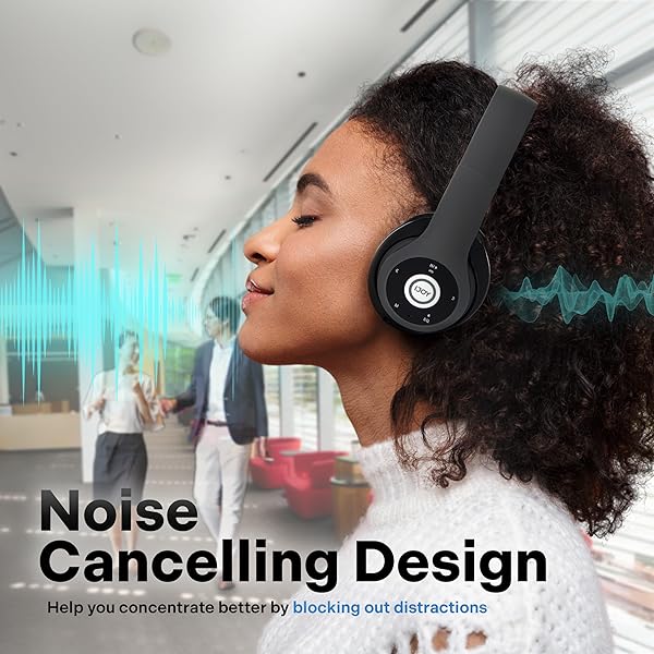 iJoy iJoy Bluetooth Headphones Over Ear Wireless Wired Foldable Headset with Microphone for Adults Kids Men Women Stealth Model - View 7 of 11