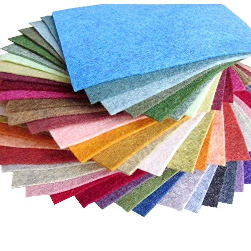 Over the River Felt 38 Piece Merino Wool Blend Felt Set in Heathered Colors Made in USA 6X6 Inches OTR Craft Supplies