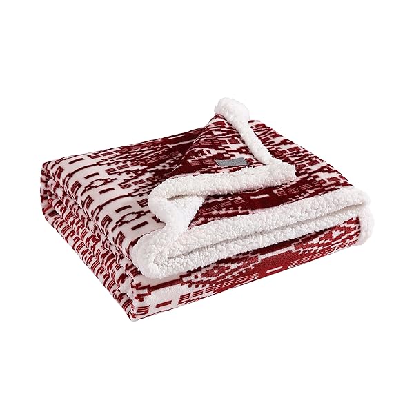 Eddie Bauer "Cozy Eddie Bauer Throw Blanket - Soft Fleece & Sherpa Reverse in San Juan Red Clay (50" x 60") for Plush Home Decor"