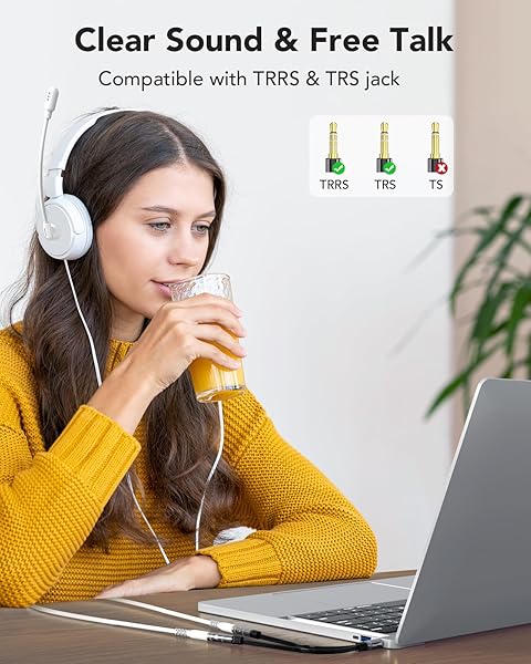 KINGTOP KINGTOP 3.5mm Headset Splitter Cable - Separate Audio & Mic Jacks for Headphones (Not for Dual Audio) - View 5 of 10