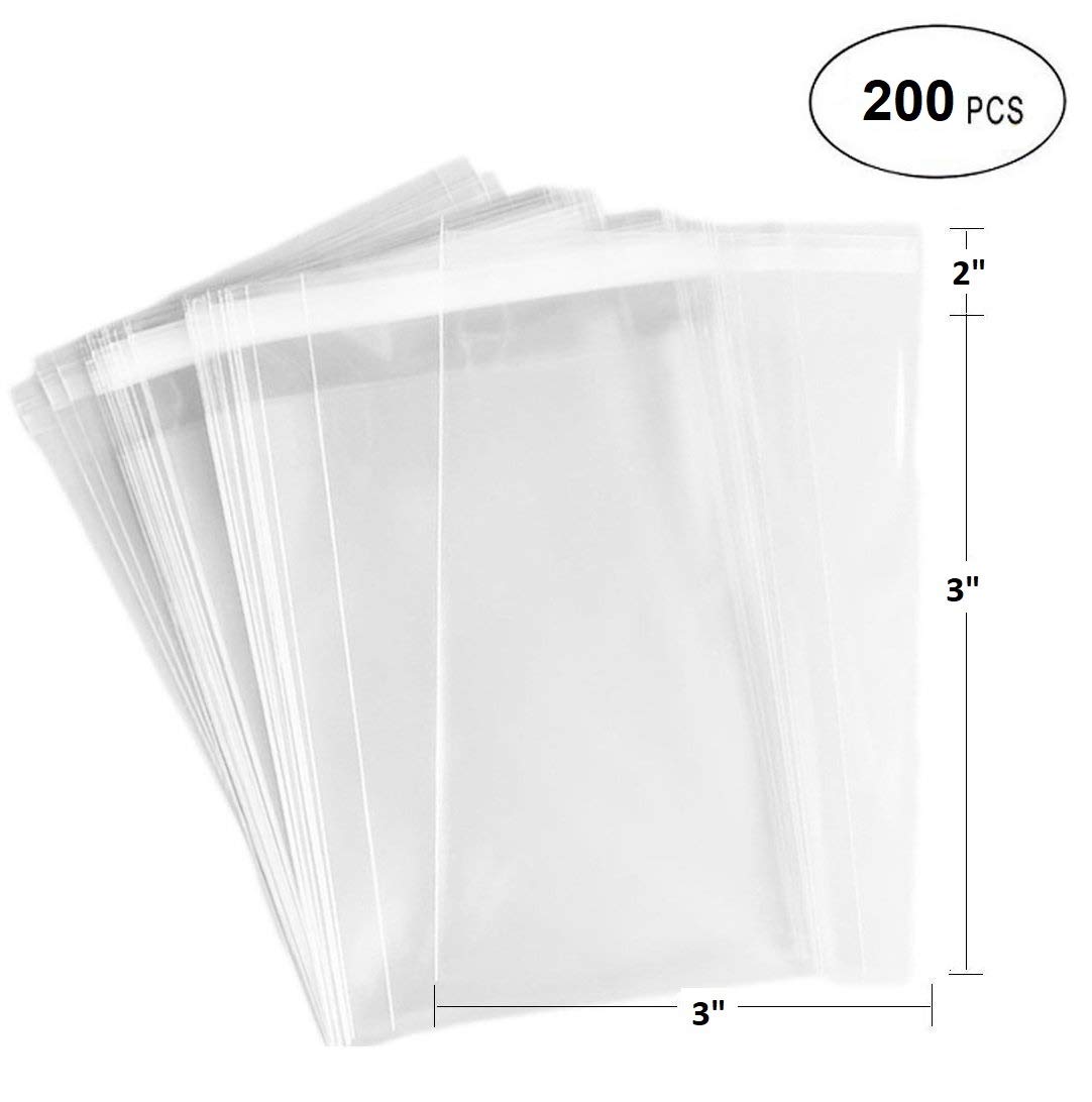 888 Display Ultra Clear Treat Bags 200 Count for Bakery Candle Soap and Cookies 3x3 with Adhesive Seal - View 2 of 5