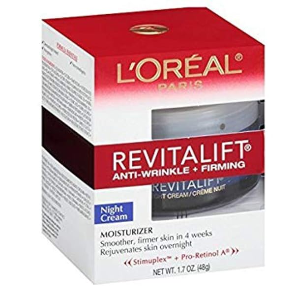 L'Oreal Paris L'Oreal Paris RevitaLift Anti-Wrinkle Night Cream 1.7 oz - Firming Moisturizer (Pack of 4) for Youthful Skin