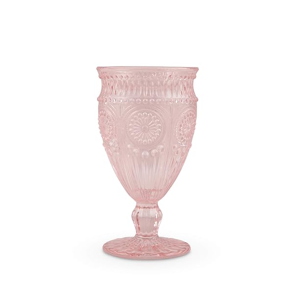 WEDDINGSTAR Weddingstar Vintage Inspired Blush Pink Pressed Glass Goblet 10 Ounces Perfect for Weddings and Special Occasions