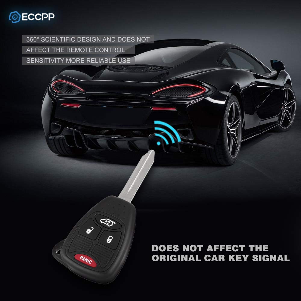 ECCPP Keyless Shell Case for Chrysler Jeep Key Fob Combo 4 Button M3N65981772 Replacement Remote Entry - View 4 of 6