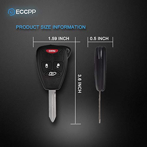 ECCPP Keyless Shell Case for Chrysler Jeep Key Fob Combo 4 Button M3N65981772 Replacement Remote Entry - View 5 of 6