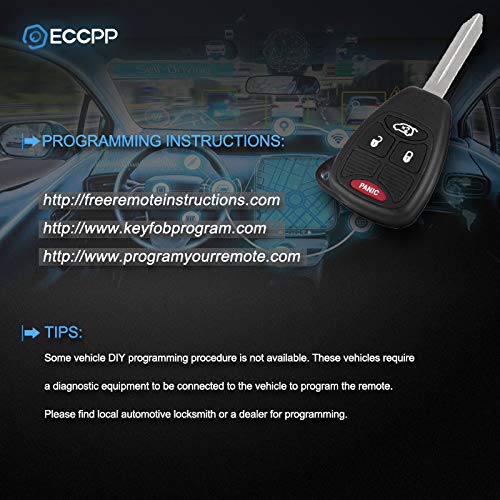 ECCPP Keyless Shell Case for Chrysler Jeep Key Fob Combo 4 Button M3N65981772 Replacement Remote Entry - View 6 of 6
