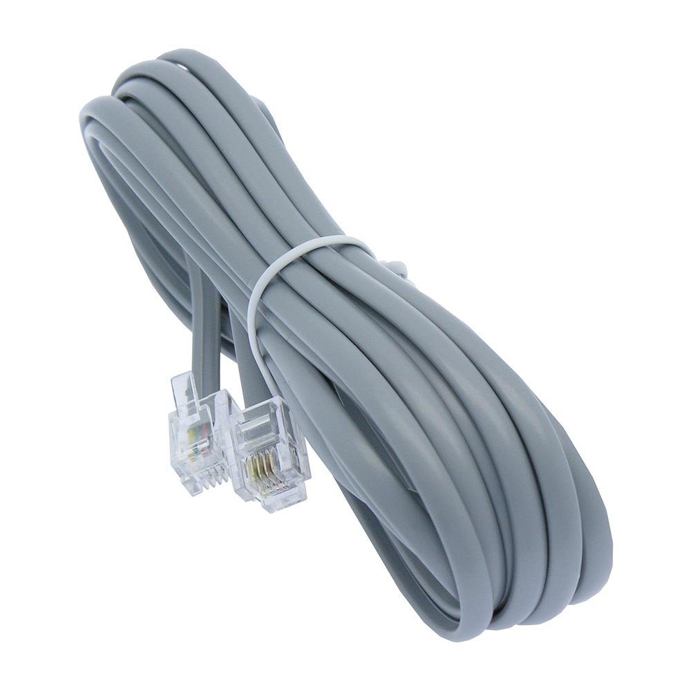 Corporate Computer 14ft Heavy Duty RJ11 RJ14 Silver Satin 4 Conductor Reverse Wired Telephone Line Cord by Corpco