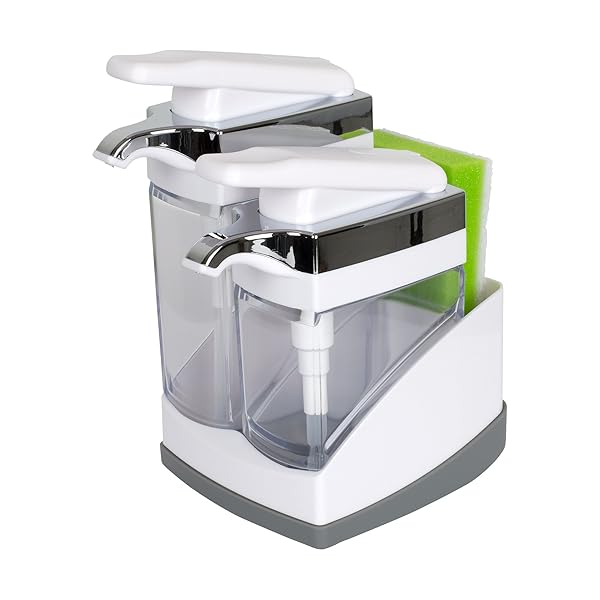 CASABELLA Casabella Sink Sider Duo: Stylish White & Chrome Sponge Holder for Organized Kitchens