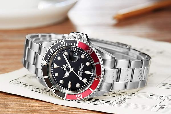 Reginald Mens Black Dial Rotatable Bezel Sapphire Glass Luminous Quartz Silver Stainless Steel Watch - View 4 of 5