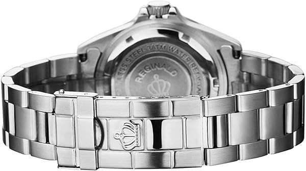 Reginald Mens Black Dial Rotatable Bezel Sapphire Glass Luminous Quartz Silver Stainless Steel Watch - View 5 of 5