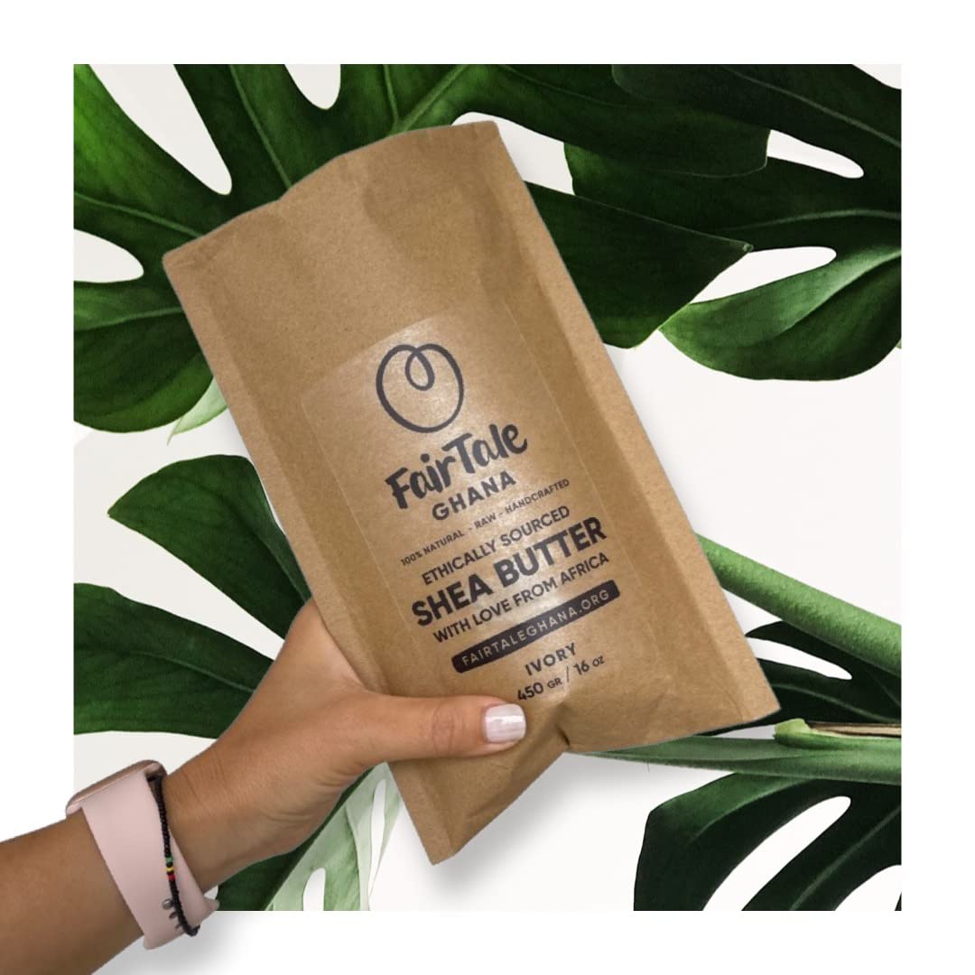 FairTale Ghana Raw African Shea Butter 16 oz Natural Unrefined Vegan Moisturizer for Skin Care