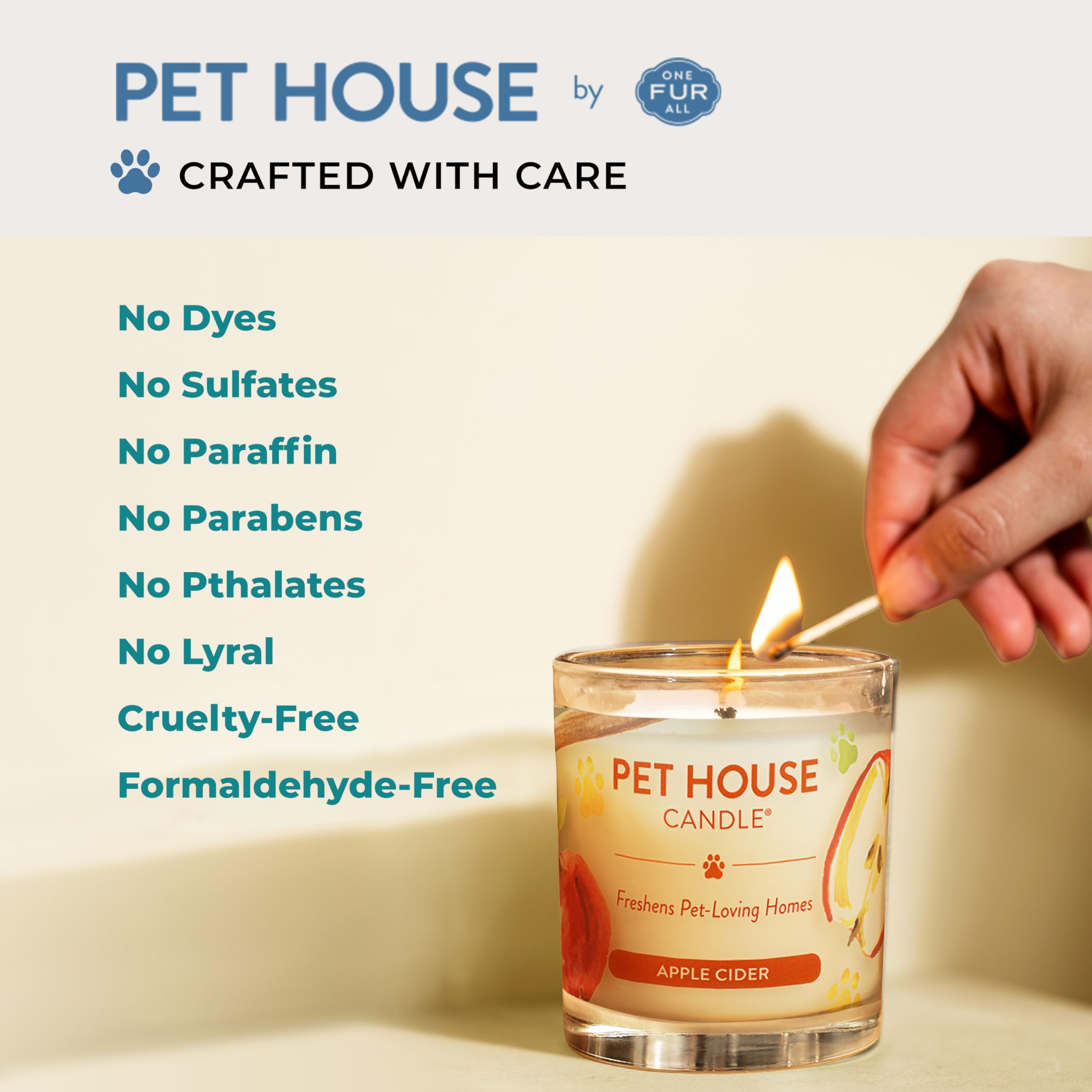 Pet House Candle Mediterranean Sea Natural Soy Wax Long Lasting Pet Odor Eliminating Candle Available in 15 Fragrances - View 3 of 8