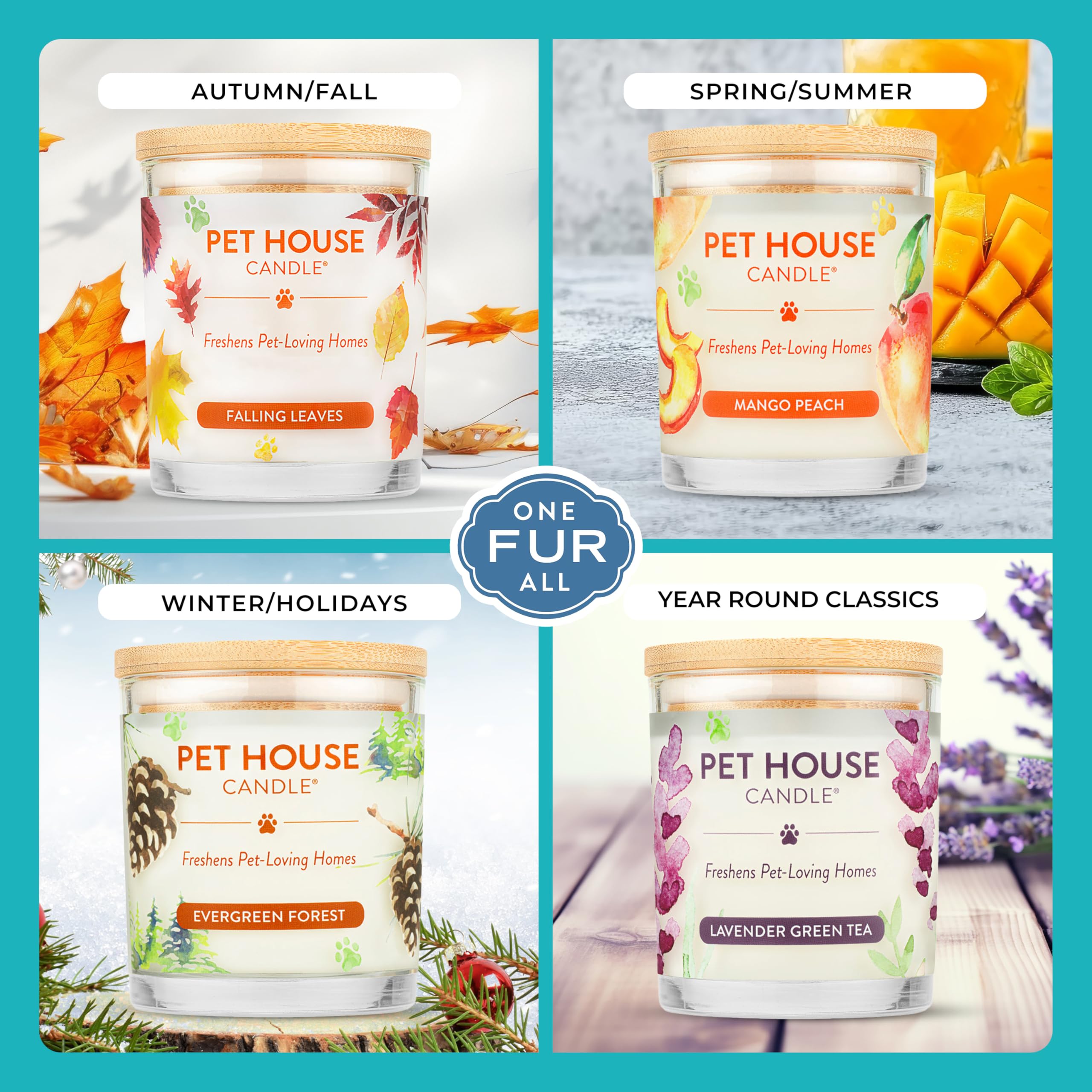 Pet House Candle Mediterranean Sea Natural Soy Wax Long Lasting Pet Odor Eliminating Candle Available in 15 Fragrances - View 4 of 8