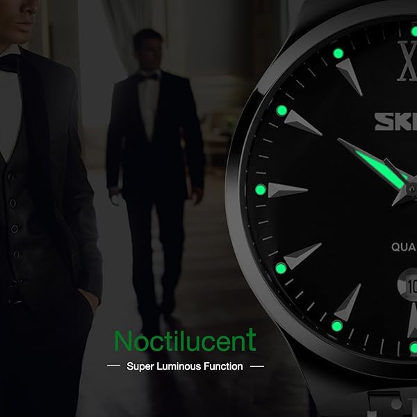 cofuo Mens Analog Quartz Watch Stainless Steel Band Business Classic Waterproof Roman Numeral Wristwatch Black - View 5 of 8