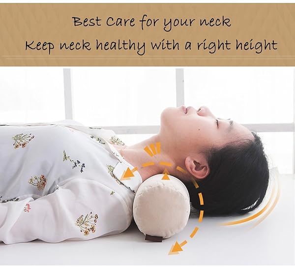 ALIBO Alibo Gray Bolster Neck Roll Support Pillow 18.9x3.9 Washable Pain Relief Cervical Pillow for Back Sleeping Head Rest - View 4 of 7