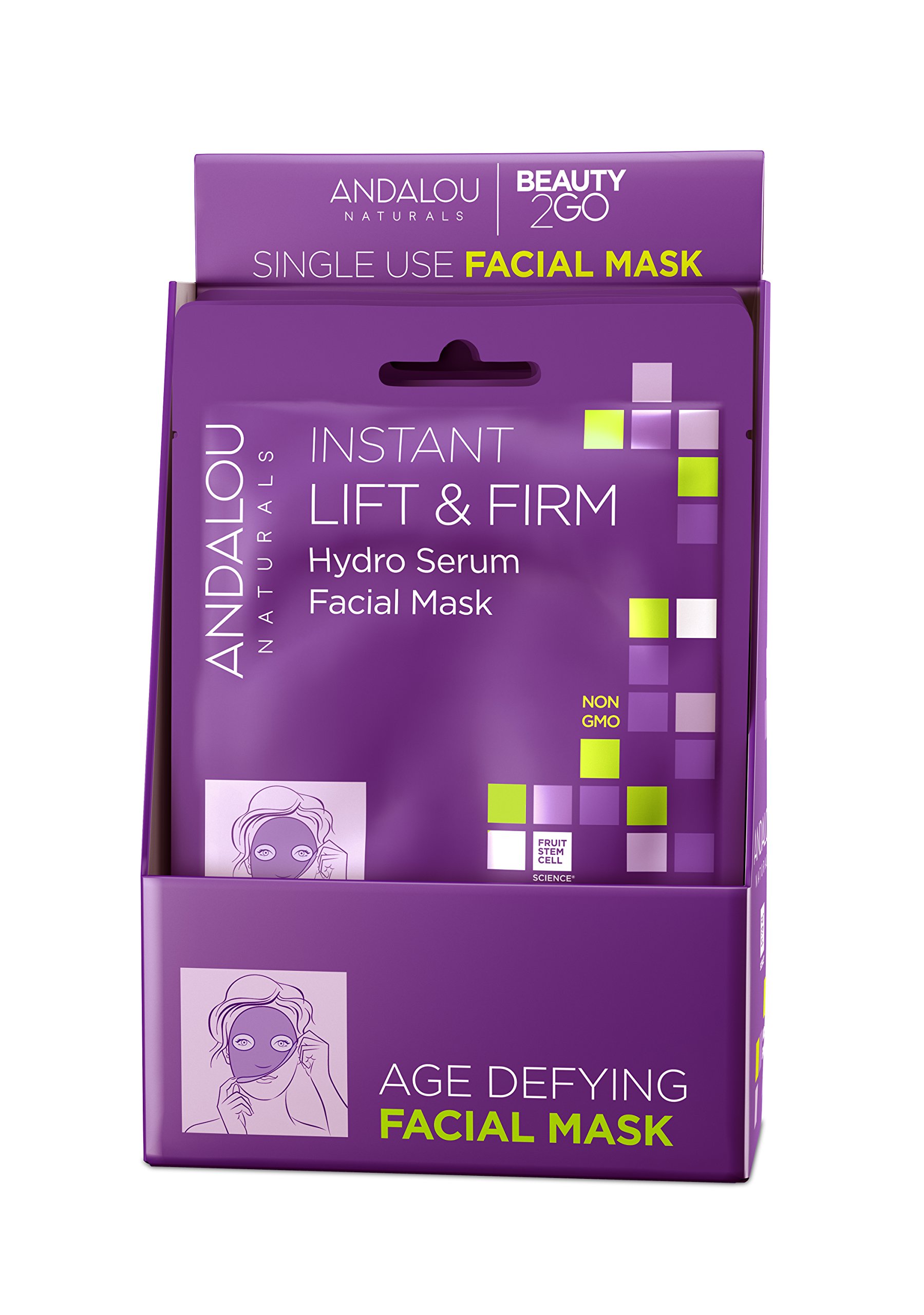 Revitalize Your Skin: Andalou Naturals Instant Lift & Firm Hydro Serum Facial Mask - Pack of 6