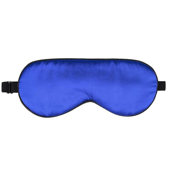 NMM Global NMM Global 100% Mulberry Silk Sleep Mask Blackout Adjustable Strap Satin Eye Cover for Men Women Adults Blue