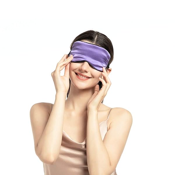 NMM Global NMM Global 100% Mulberry Silk Sleep Mask Blackout Adjustable Strap Satin Eye Cover for Men Women Adults Purple