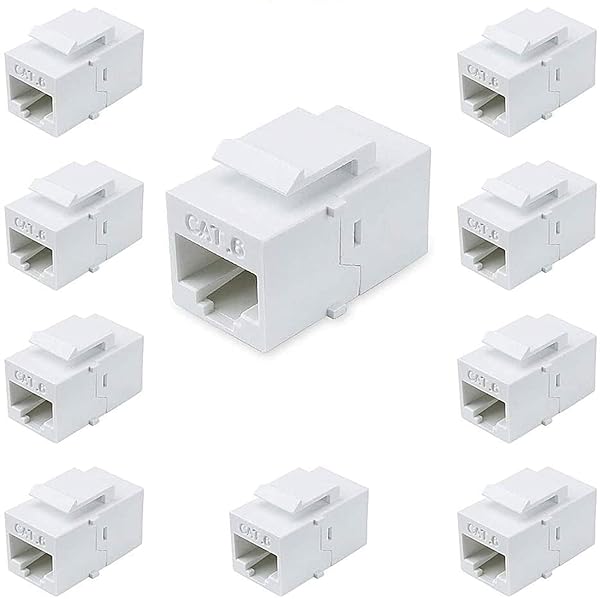 VICTEK VICTEK Female to Female Cat6 Keystone RJ45 Couplers 10 Pack White for Tablets