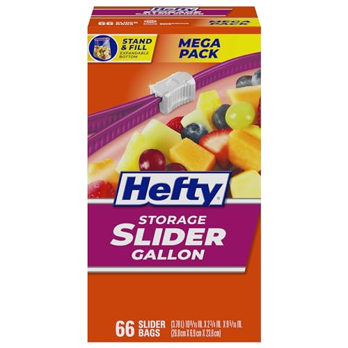 Hefty Buy Hefty Slider Storage Bags - Gallon Size, 66 Count for Ultimate Food Freshness & Organization