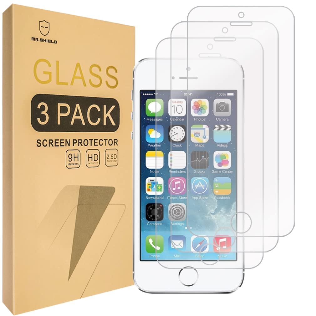 Mr.Shield Mr. Shield 3-Pack Tempered Glass Screen Protectors for iPhone SE (2016), 5, 5S, 5C - Lifetime Replacement Guarantee