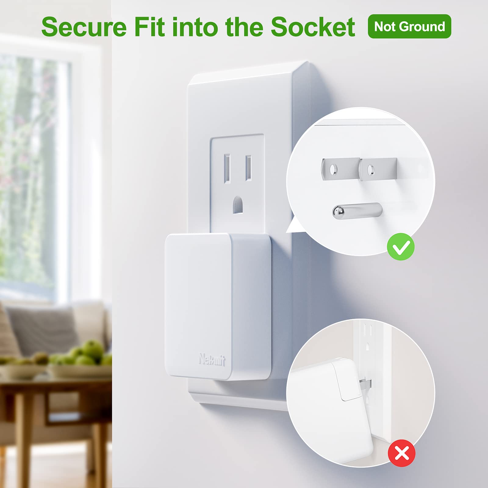 Nekmit Dual Port Ultra Thin Flat USB Wall Charger with Smart IC for Fast Charging White - View 3 of 6