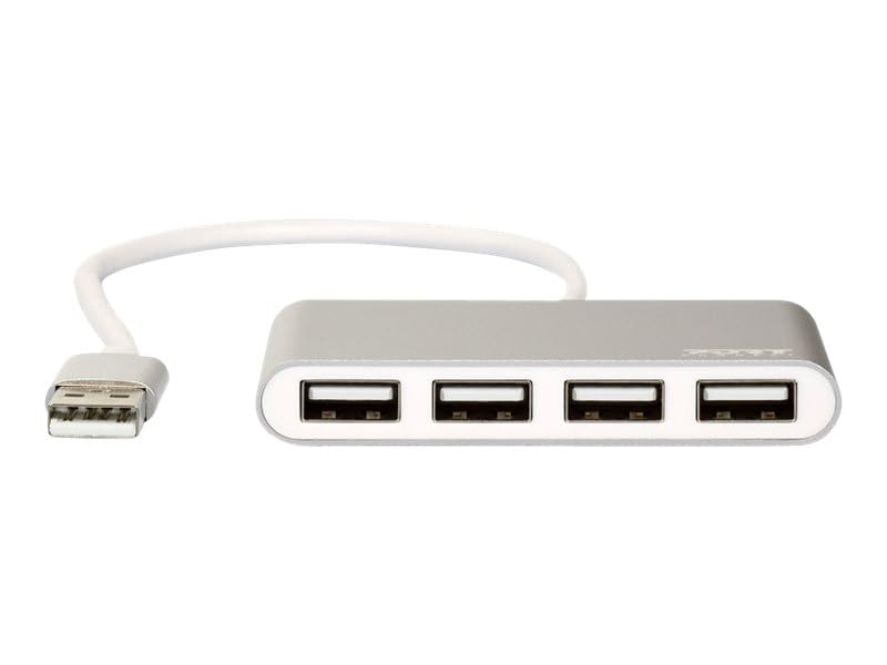 Port Designs 4 Ports 2.0 USB Hub Silver High Speed Data Transfer Compact Design - View 4 of 5