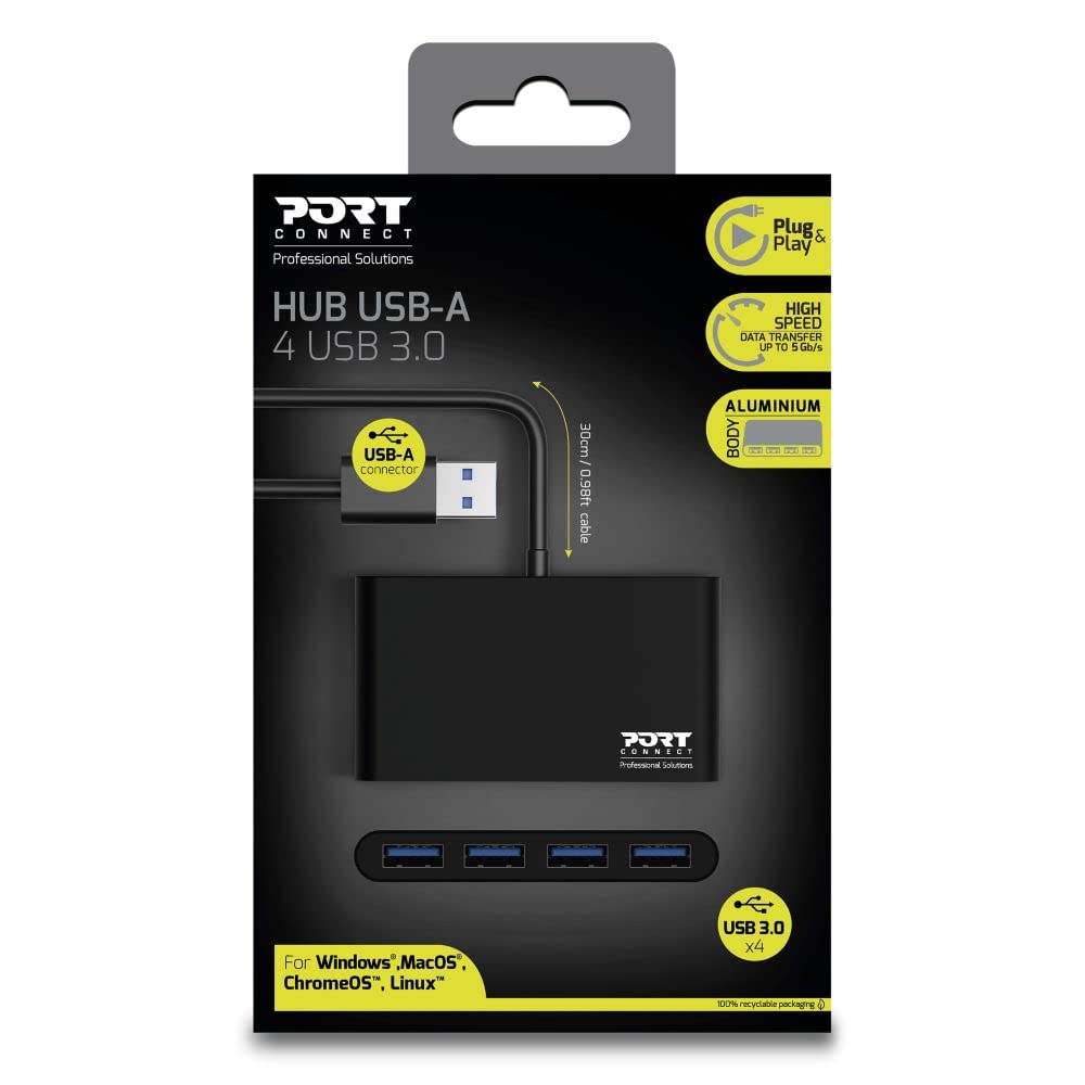 Port Designs PORT DESIGNS 900121 USB HUB 4 Ports 3.0 High Speed Connectivity for Multiple Devices - View 2 of 9