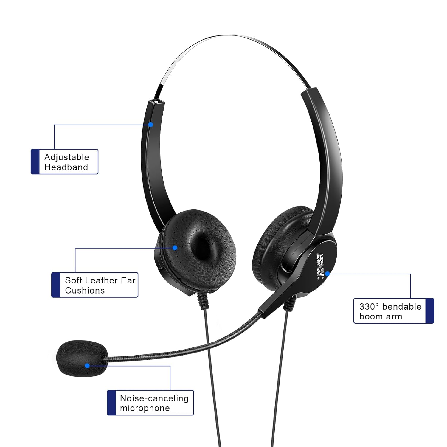 AGPTEK AGPtEK Upgraded Call Center Phone with Binaural Headset and Dialpad for Office Use with Noise Cancellation Features - View 2 of 9