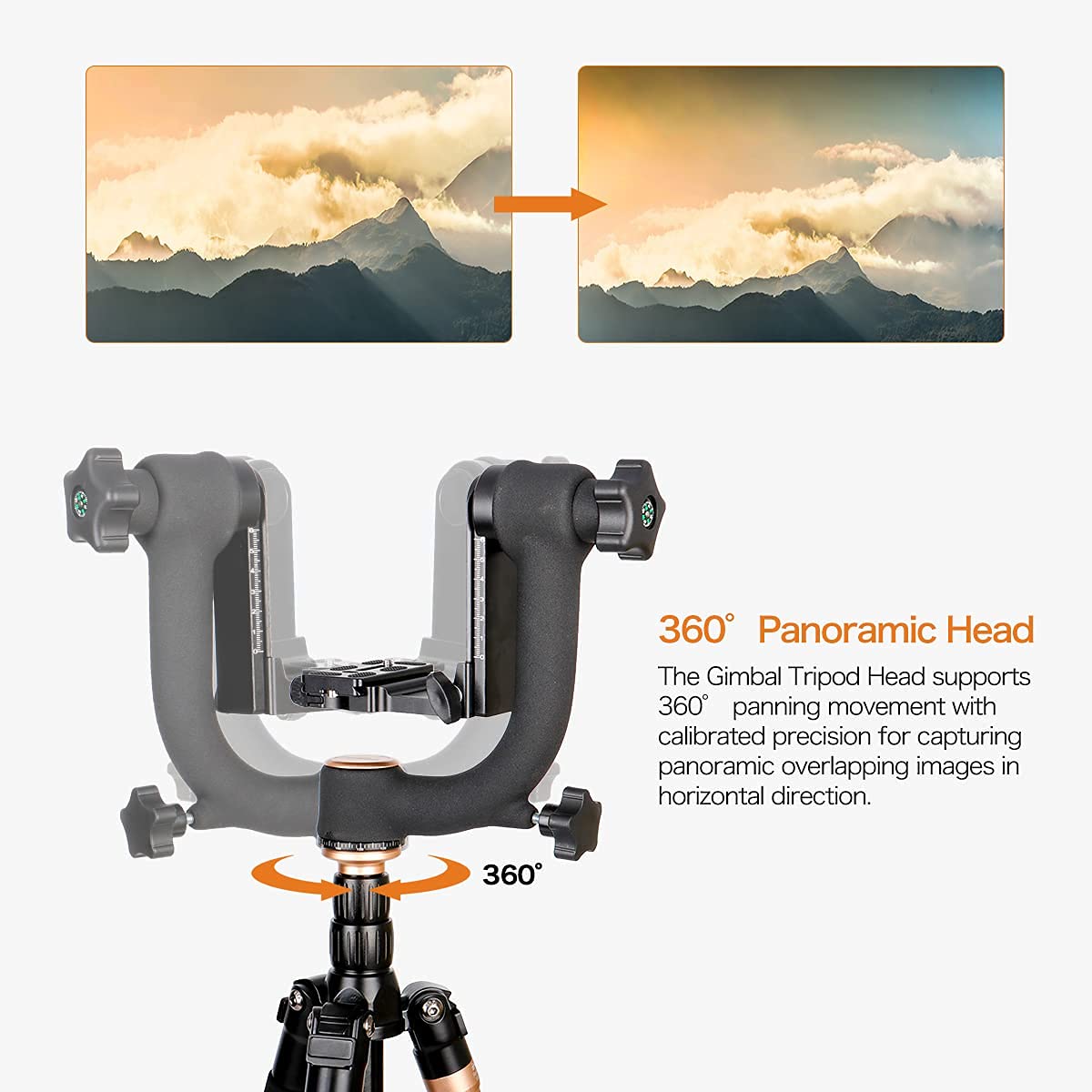 Koolehaoda Q45 Gimbal Head: Heavy Duty Tripod for DSLR Cameras up to 26lbs with Quick Release & Bubble Level - View 3 of 7