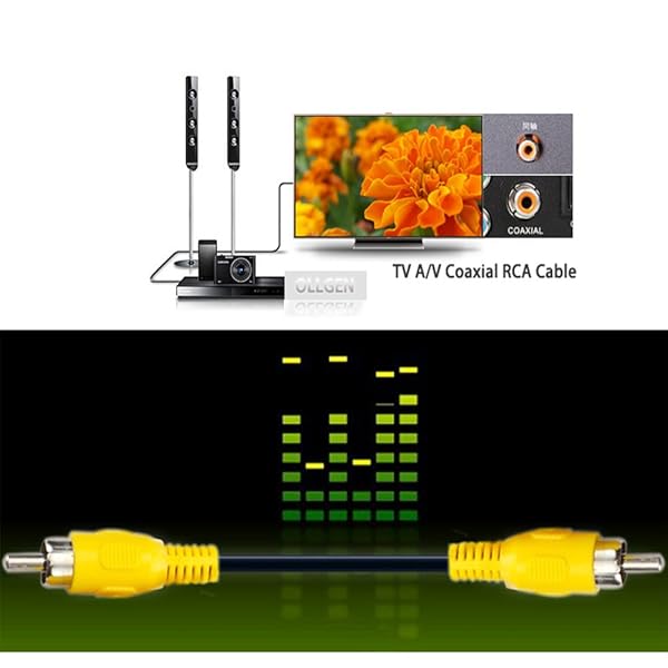 OLLGEN OLLGEN RCA Video Cable and Digital Audio Coaxial Cable Male to Male A/V Extension Cord for Subwoofer and Car Rear View Camera 5M 16Feet - View 5 of 5