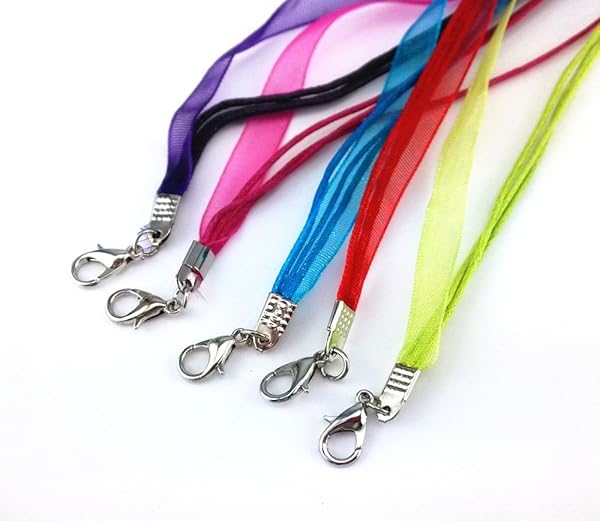 yueton 50pcs Colorful DIY Jewelry Making Kit: Voile Ribbon, Lobster Clasp & Organza Strings for Necklaces - View 4 of 6
