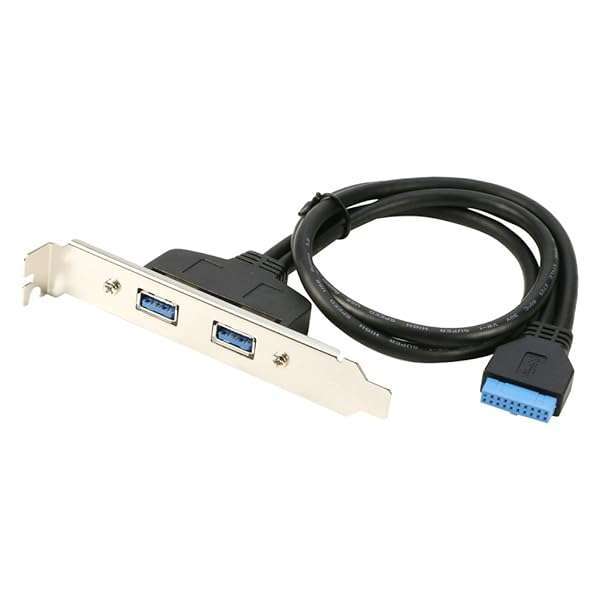 RIITOP RIITOP 2 Ports USB 3.0 Female Back Panel Adapter with PCI Slot - 1.5ft Connector Cable for Motherboard