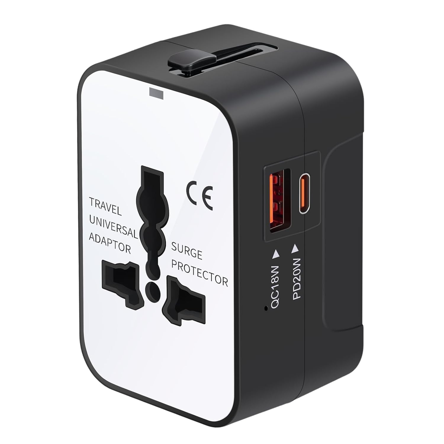 NEWVANGA Universal Travel Adapter All in One Wall Charger with USB Type C for USA EU UK AUS White