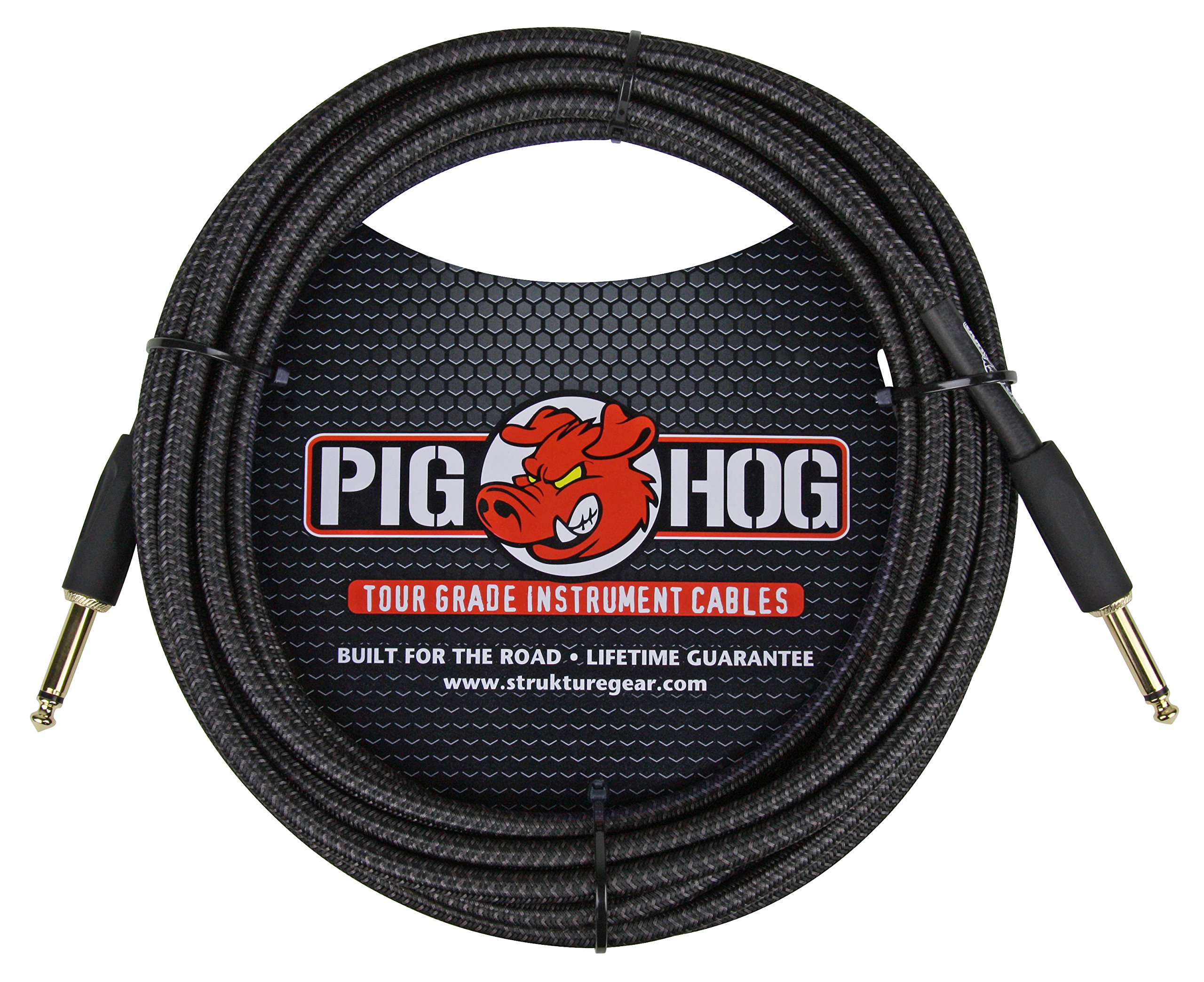 Pig Hog PC-H20BK 20 ft Black Woven Instrument Cable for Superior Sound Quality and Durability