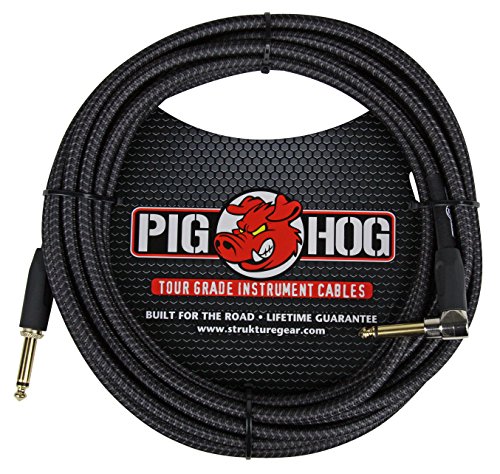 Pig Hog Pig Hog PC-H20BKR 20 ft Black Woven Instrument Cable with Right Angle Connectors for Superior Sound Quality - View 2 of 4