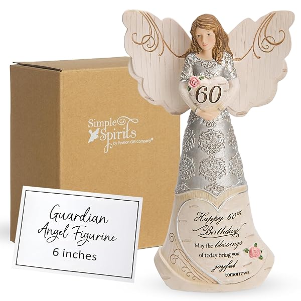 60th Birthday Guardian Angel Figurine - Pavilion Elements Collectible Display for Joyful Blessings