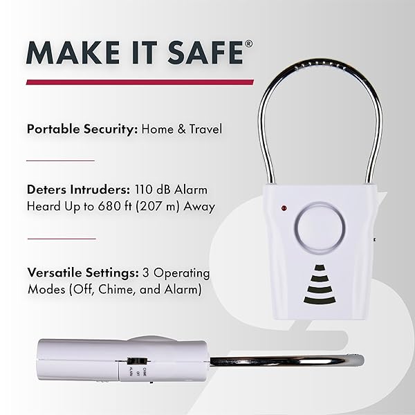 SABRE Secure Your Home with SABRE 110dB Door Handle Alarm - Loud, Wireless & Vibration-Triggered for Travel Safety - View 3 of 7