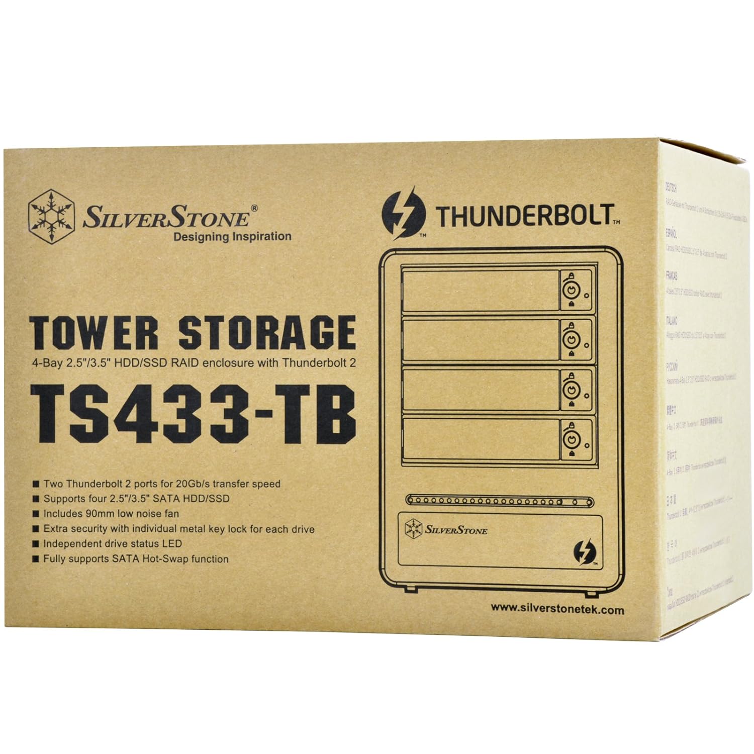 SilverStone SilverStone Technology TS433-TB Thunderbolt 2 Hot-Swap RAID Hard Drive for 4 2.5 or 3.5 Inch Drives - View 8 of 8