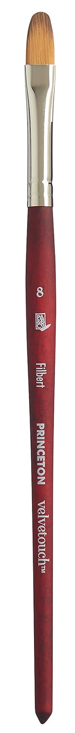 Princeton Velvetouch Artiste Mixed-Media Brush Size 8 for Acrylic Watercolor and Oil Series 3950 Filbert Luxury Synthetic
