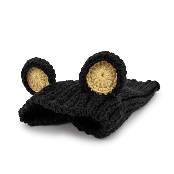 Zoo Snoods Zoo Snoods Black Bear Costume Warm Knit Dog Snood Wrap for Pets Neck Ear Cover Protection Halloween Winter Large - View 2 of 7