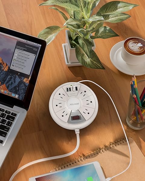BESTEK BESTEK 6 Feet Power Strip Surge Protector with 6 Outlet and 4 USB Ports for Quick Charge 2.0 - View 8 of 9
