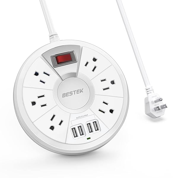 BESTEK BESTEK 6 Feet Power Strip Surge Protector with 6 Outlet and 4 USB Ports for Quick Charge 2.0