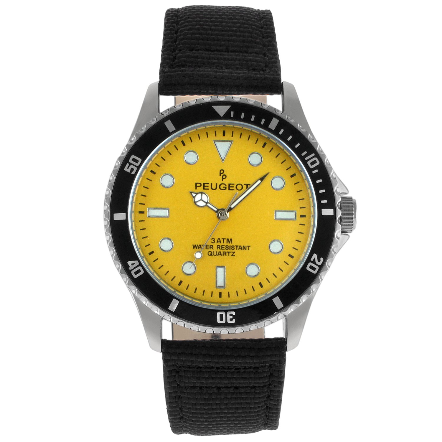 Peugeot Peugeot Men's Sport Bezel Watch Yellow Canvas Wrist Band Stylish Durable Timepiece