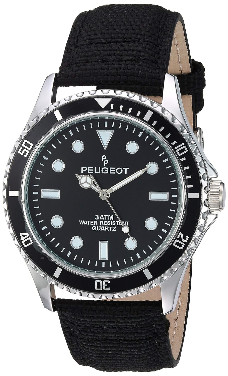 Peugeot Peugeot Men's Sport Bezel Watch Black Canvas Wrist Band Stylish Durable Timepiece