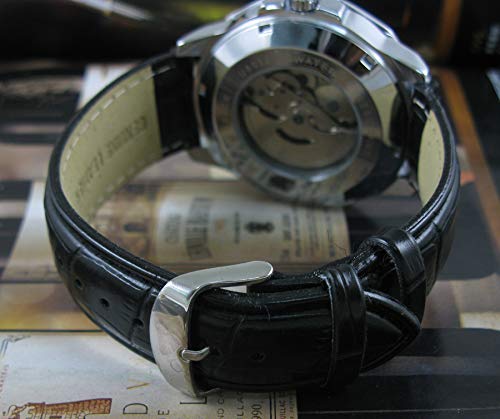 VIGOROSO Mens Automatic Mechanical Watch Black Dial Leather Strap Stylish Wrist Watch - View 5 of 6